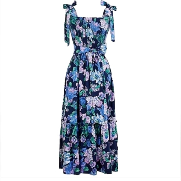 J. Crew Dresses & Skirts - J Crew Smocked tie-shoulder Midi Dress in retro floral